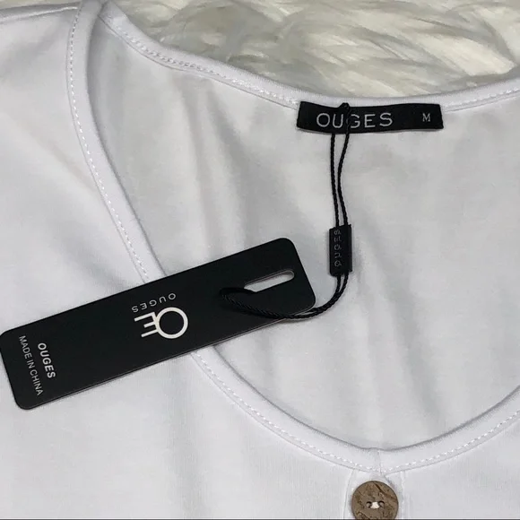 NEW OUGES Women’s V Neck Button Down Dress & Pockets Sz M - Picture 6 of 8